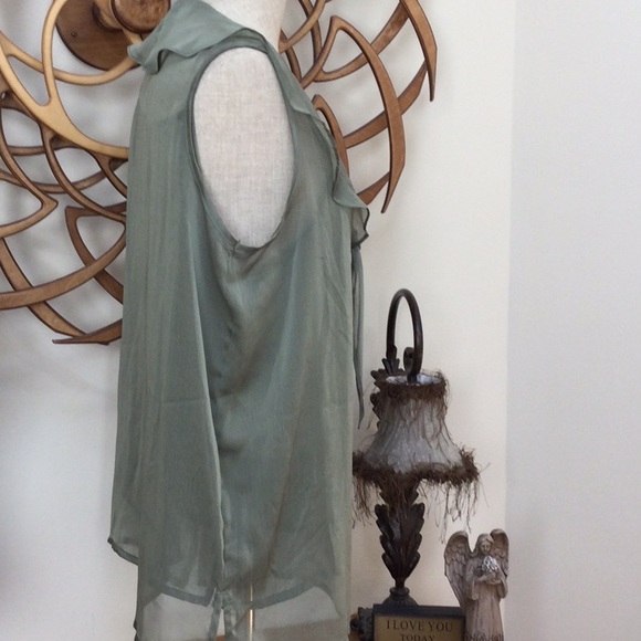 Lovely New York & Company Sheer blouse with  Matching Cami in sage green. - Picture 2 of 5